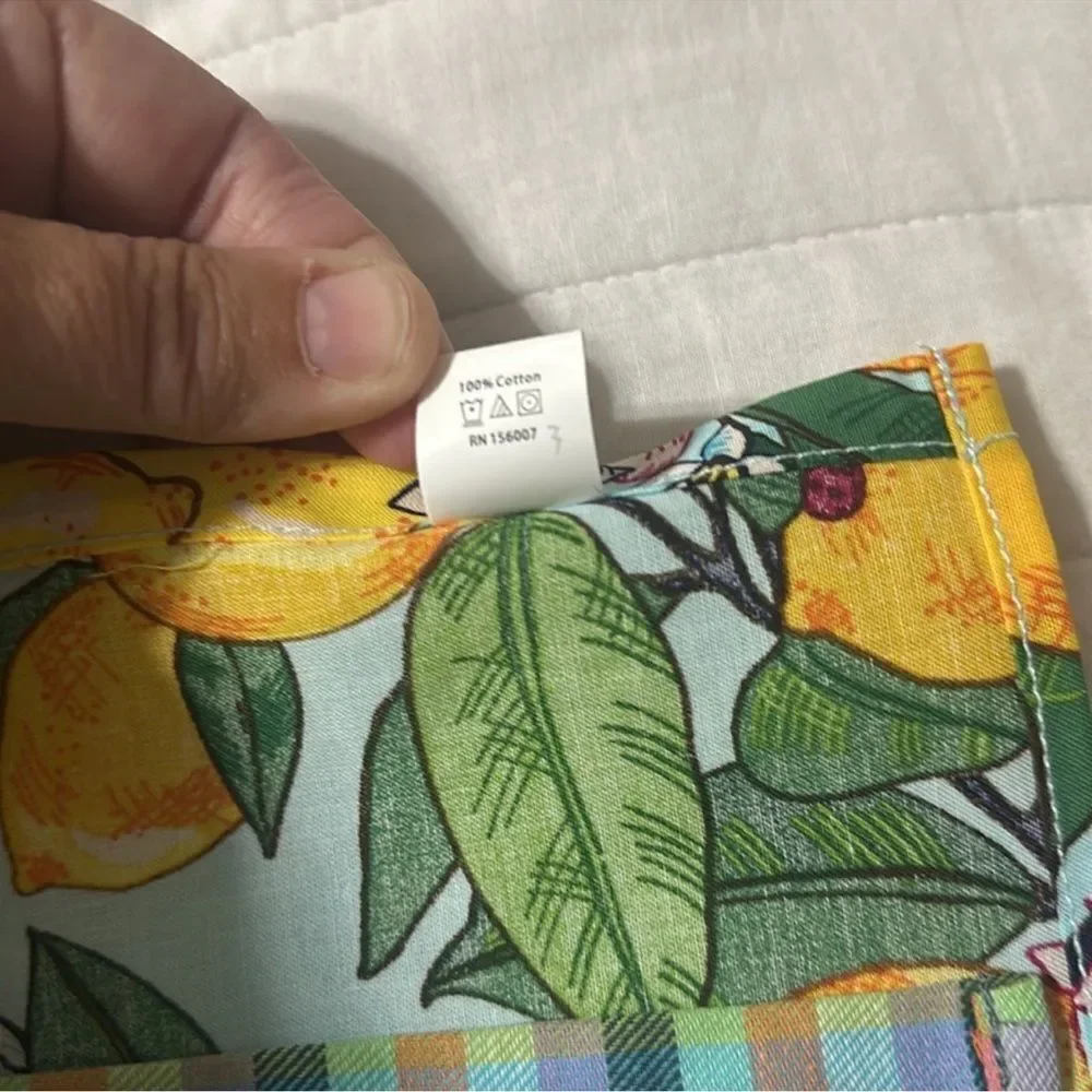 Vera Bradley Lemon Grove Blossoms Blue Yellow Set of 2 Cotton Kitchen Tea Towels